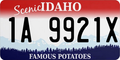 ID license plate 1A9921X