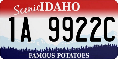 ID license plate 1A9922C