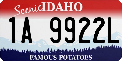 ID license plate 1A9922L