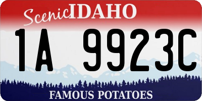 ID license plate 1A9923C