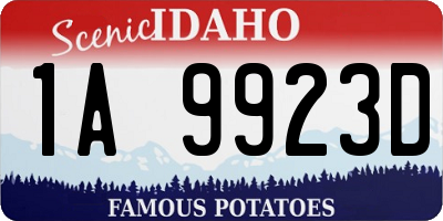 ID license plate 1A9923D