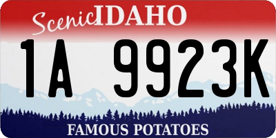 ID license plate 1A9923K