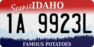ID license plate 1A9923L