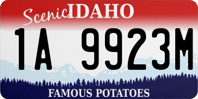 ID license plate 1A9923M