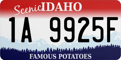 ID license plate 1A9925F