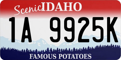 ID license plate 1A9925K