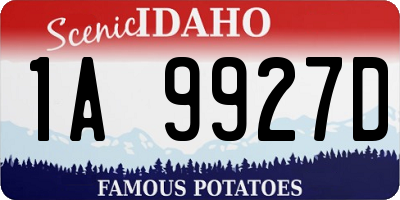 ID license plate 1A9927D