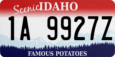 ID license plate 1A9927Z