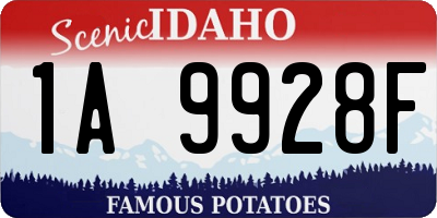 ID license plate 1A9928F