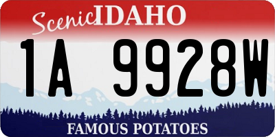ID license plate 1A9928W