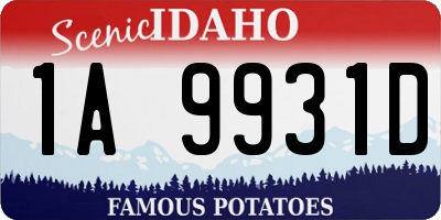 ID license plate 1A9931D
