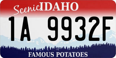 ID license plate 1A9932F