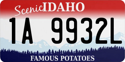 ID license plate 1A9932L