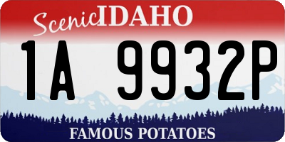 ID license plate 1A9932P