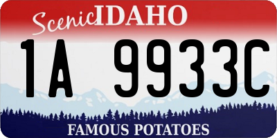 ID license plate 1A9933C