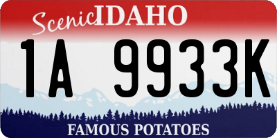 ID license plate 1A9933K