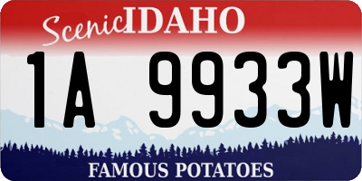 ID license plate 1A9933W