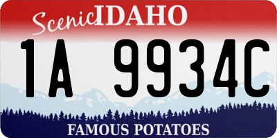 ID license plate 1A9934C