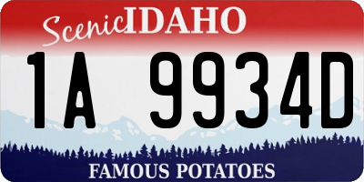ID license plate 1A9934D