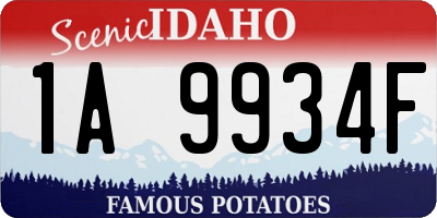 ID license plate 1A9934F