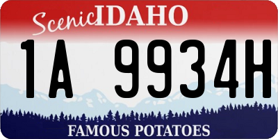 ID license plate 1A9934H
