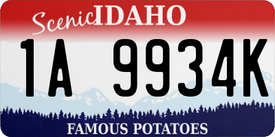 ID license plate 1A9934K