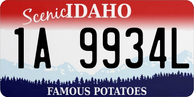 ID license plate 1A9934L