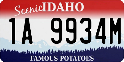 ID license plate 1A9934M