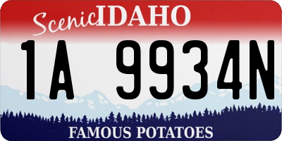 ID license plate 1A9934N
