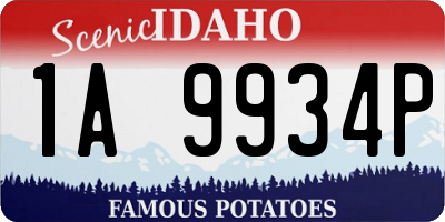 ID license plate 1A9934P