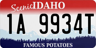 ID license plate 1A9934T
