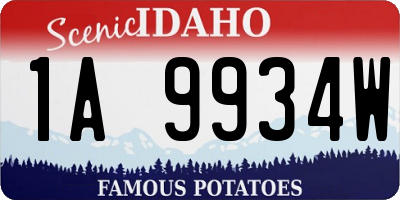 ID license plate 1A9934W