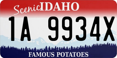 ID license plate 1A9934X