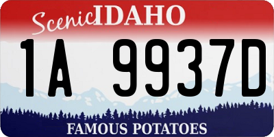 ID license plate 1A9937D