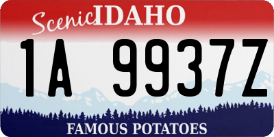 ID license plate 1A9937Z