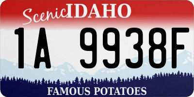 ID license plate 1A9938F