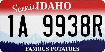 ID license plate 1A9938R