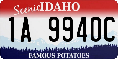 ID license plate 1A9940C