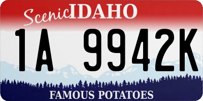 ID license plate 1A9942K