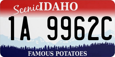 ID license plate 1A9962C