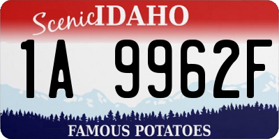 ID license plate 1A9962F