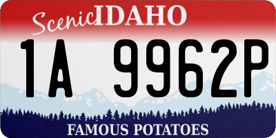 ID license plate 1A9962P
