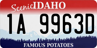 ID license plate 1A9963D