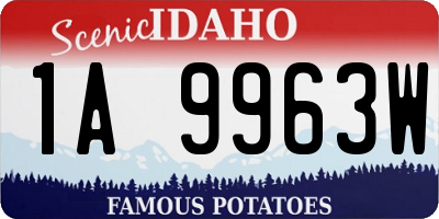 ID license plate 1A9963W