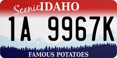 ID license plate 1A9967K