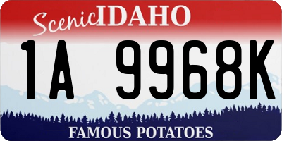 ID license plate 1A9968K