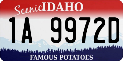 ID license plate 1A9972D