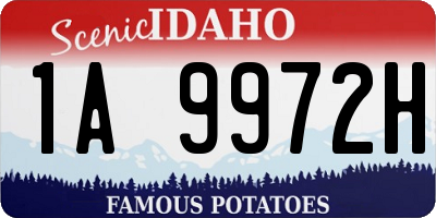 ID license plate 1A9972H