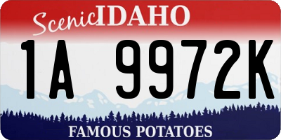 ID license plate 1A9972K