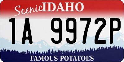 ID license plate 1A9972P